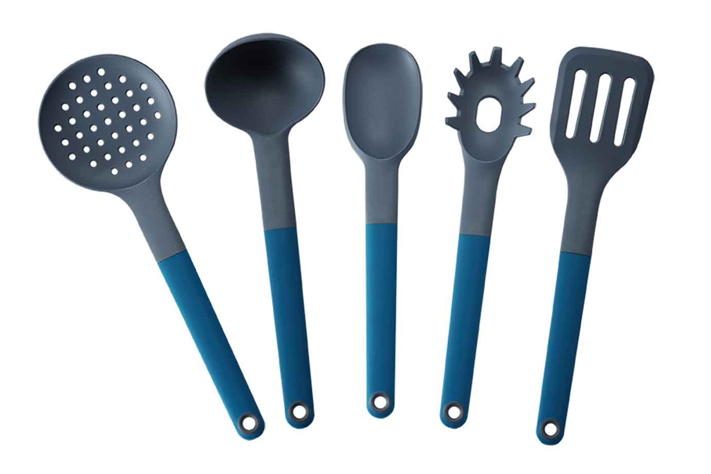 5 blue spoons